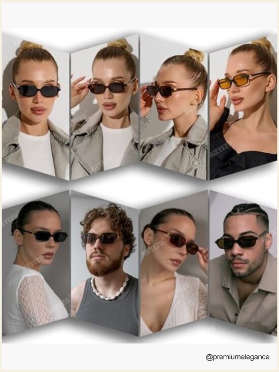 Retro Rectangular Sunglasses Fashion Square Small Frame Shades UV400 Protection main image 3